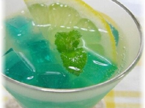 レモンソーダのブルーハワイシュワシュワゼリー☆